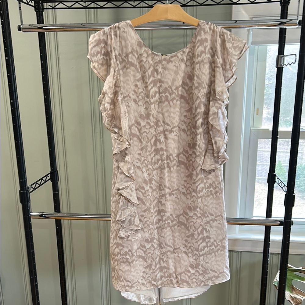 Madewell Silk Neutral Ruffle Dress